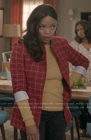 Rainbow's friend's red checked blazer on Black-ish