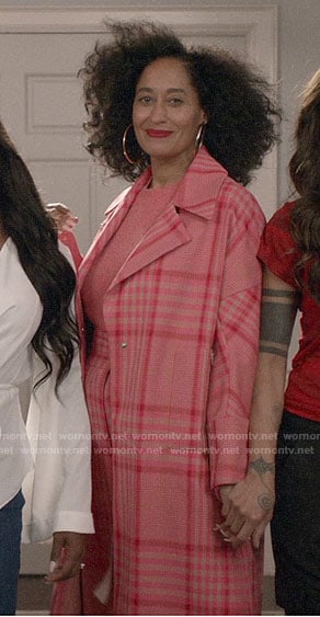 Rainbow's pink plaid coat and pants set on Black-ish