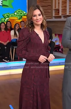Rebecca Jarvis's red snake print dress on Good Morning America