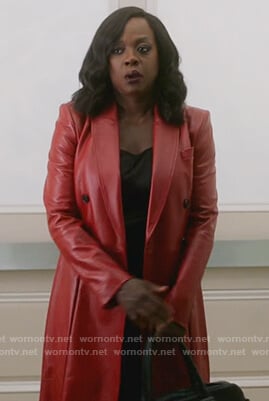 Annalise's red leather double breasted coat on How to Get Away with Murder