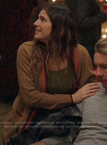 Rio's striped trim cardigan on Bless This Mess