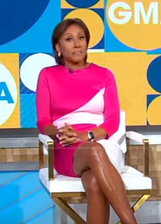 Robin's pink colorblock dress on Good Morning America