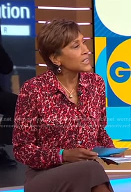 Robin's pink leopard print blouse on Good Morning America