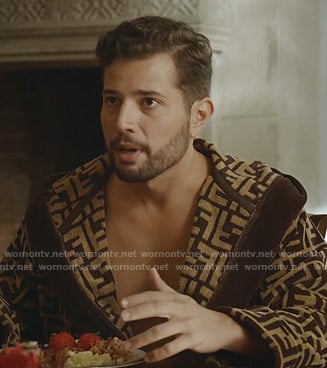 Sam's Fendi logo print robe on Dynasty