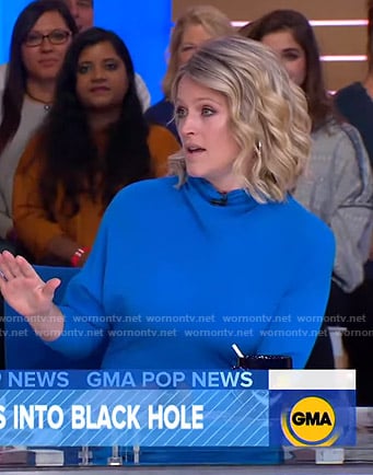 Sara's blue long sleeve mini dress on Good Morning America