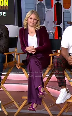 Sara's purple velvet blazer and pants on GMA Strahan Sara And Keke