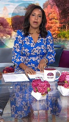 Sheinelle's blue floral midi dress on Today