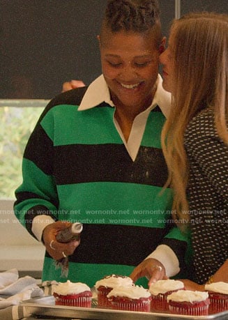 Skye's green striped polo on The Politician