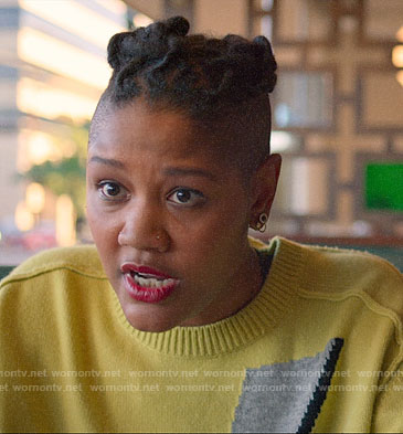 Skye's yellow lightning bolt sweater on The Politician