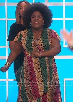Sheryl's snakeskin print wrap dress on The Talk