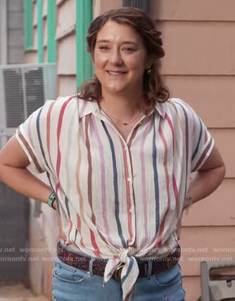 Nonnie's striped crinkled blouse on Insatiable