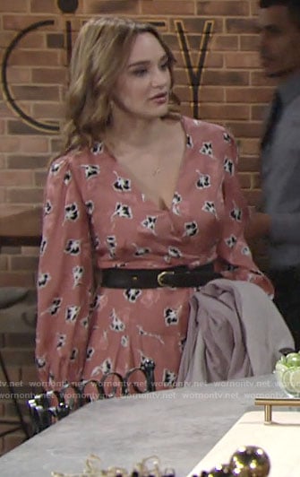 Summer's pink floral midi dress on The Young and the Restless