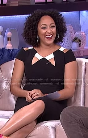 Tamera's black cutout sheath dress on The Real