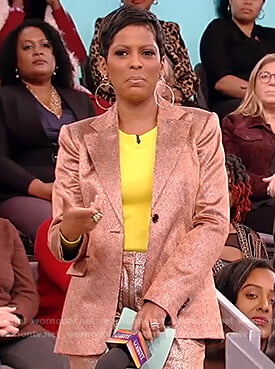 Tamron's metallic blazer and pants on Tamron Hall Show