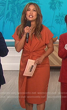 Carrie's orange twist front dress on The Talk