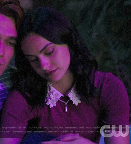 Veronica's purple sweater with floral collar on Riverdale