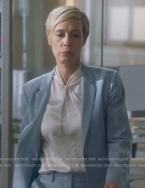 Bonnie's white satin twist neck blouse on How to Get Away with Murder