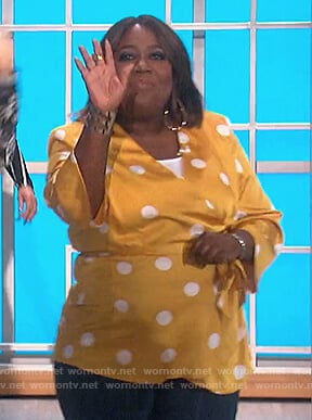 Sheryl's yellow polka dot wrap top on The Talk