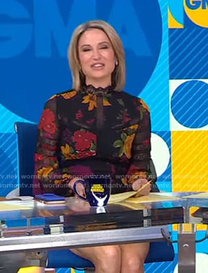 Amy's black floral lace inset dress on Good Morning America