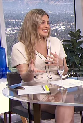 Carissa's white button front mini dress on E! News Daily Pop