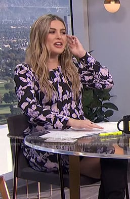 Carissa's black and lilac floral dress on E! News Daily Pop