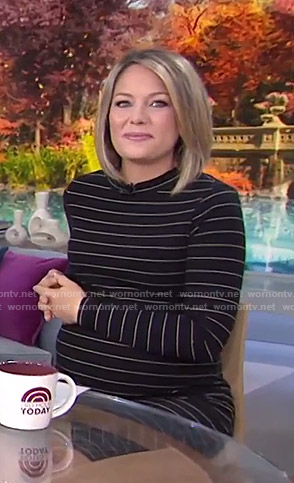 Dylan's black and metallic striped maternity dress on Today