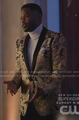 Jeff's black and gold jacquard blazer on Dynasty