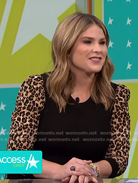 Jenna's leopard print sleeve sweater on Access Hollywood
