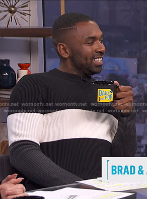 Justin's colorblock ribbed sweater on E! News Daily Pop