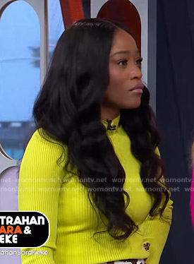 Keke's yellow ribbed sweater on GMA Strahan Sara And Keke
