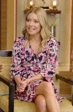 Kelly's abstract print wrap dress on Live with Kelly and Ryan