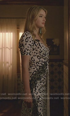 Kirby's white leopard print dress on Dynasty