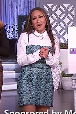 Adrienne's blue snakeskin print dress on The Real