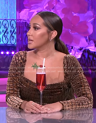 Adrienne's brown burnout velvet dress on The Real