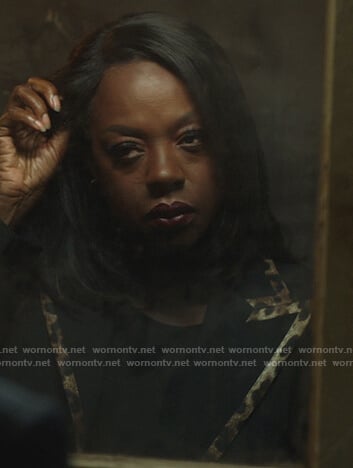 Annalise's black leopard trim blazer on How to Get Away with Murder