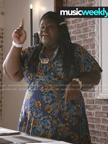 Becky's blue floral wrap dress on Empire
