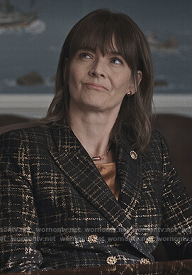 Jane Stulbarg's black tweed jacket on Madam Secretary