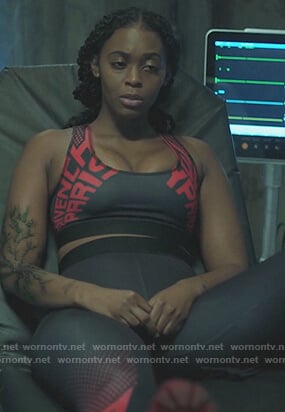 Anissa's Givenchy sports bra and leggings on Black Lightning