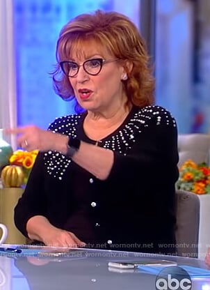 Joy's black embellished cardigan on The View
