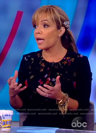 Sunny's black floral midi dress on The View