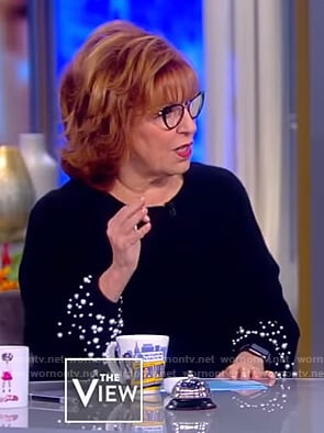 Joy's black pearl embellished sweater on The View