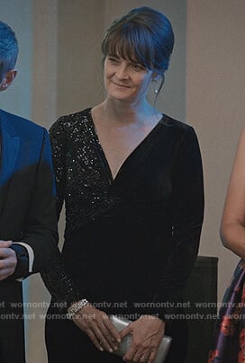 Jane Stulbarg's black sequin twisted gown on Madam Secretary