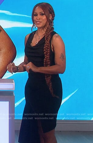 Eve's black zip asymmetric dress on The Talk
