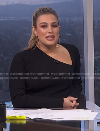 Carissa's black asymmetric neckline dress on E! News Daily Pop