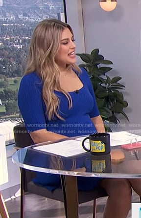 Carissa's blue ribbed square neck dress on E! News Daily Pop