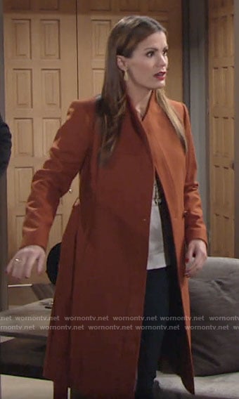 Chelsea's tan wrap coat on The Young and the Restless