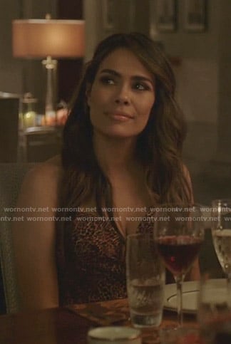 Cristal's pink leopard print dress on Dynasty