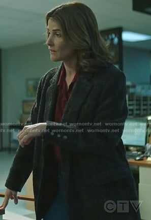 Dex's plaid blazer on Stumptown