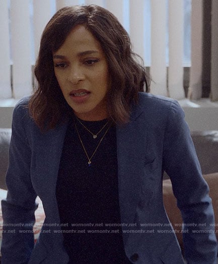 Edie's blue suit on Almost Family