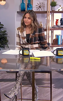 Erin's check belted blazer on E! News Daily Pop